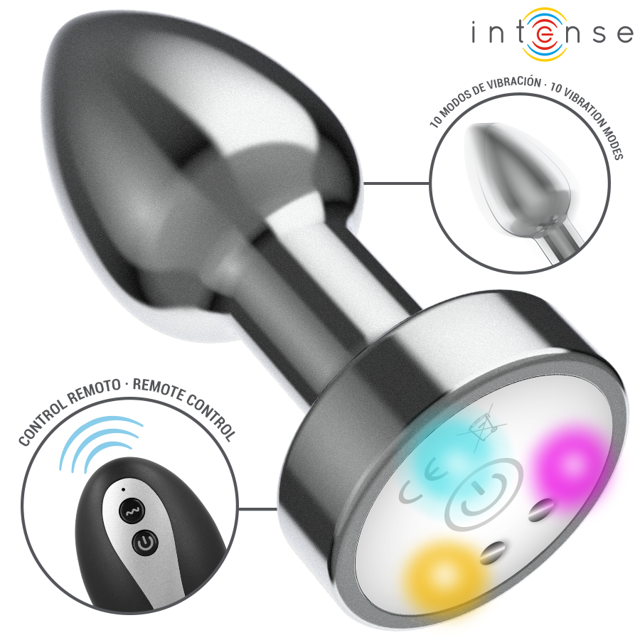 Intense - Plug anal vibratório com LED e controlo remoto