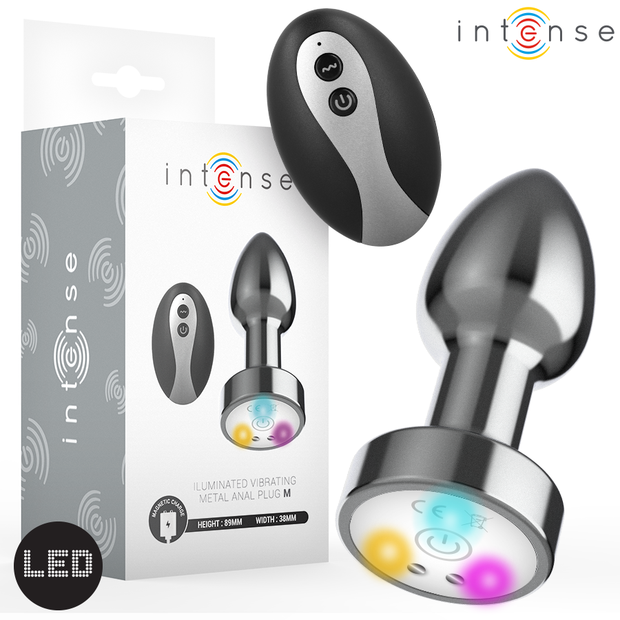 Intense - Plug anal vibratório com LED e controlo remoto